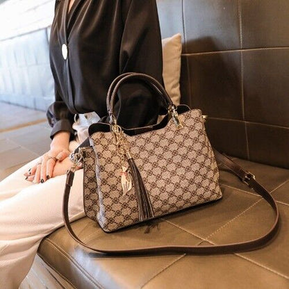Shoulder Bag Women Crossbody Leather Ladies Shopper Plaid Big Handbags