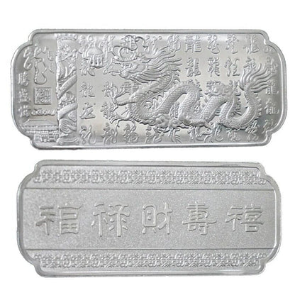 Commemorative Coins Metals Silver Plated Bar New Year Of The Dragon Zodiac 7x3cm