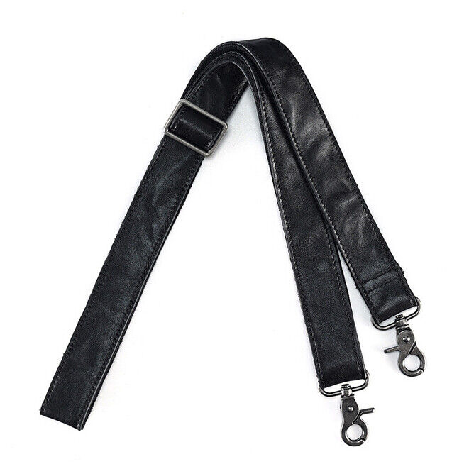 Black Cow Leather Replacement Shoulder Strap for Briefcase Luggage Messenger Bag