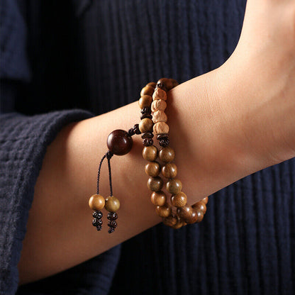 Old Material Green Sandalwood Buddha Bead Bracelet Sandalwood Bracelet