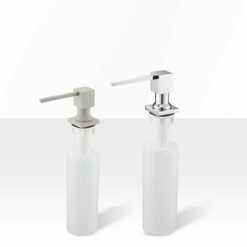 Deck Mounted Kitchen Soap Dispensers 400ml Square Pump Chrome Finish Counter Top