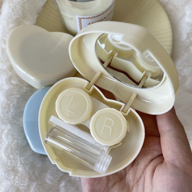 Contact Lens Case Portable Mirror Travel Set Container Box 7.9x6.2x2.4cm Plastic