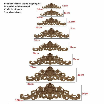 Natural Wood Appliques Furniture Cabinet Unpainted Wooden Carving Moulding Decal