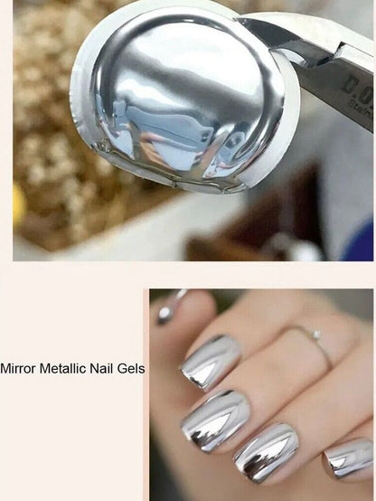 Nail Polish 8ml Jars Silver Gold Mirror Metallic Lacquer UV Gels Soak Off Paints