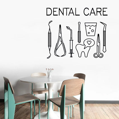 Dental Care Wall Sticker Matte Vinyl Art Removable Dentist Smile Tool Logo Decal