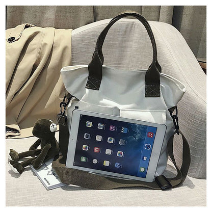 Canvas Bag Handbag Shoulder Bag Large Solid Color Tote Shopper Crossbody Bag 1PC