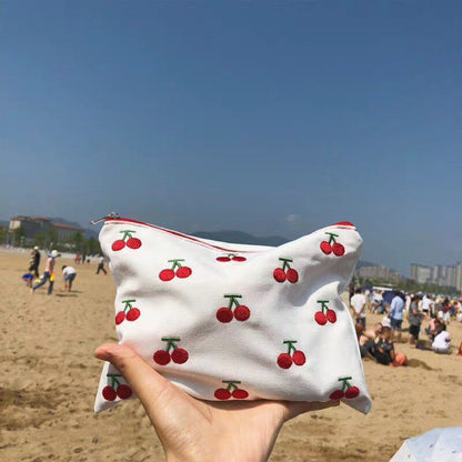 Fruit Printing Canvas Bag Traveling Make Up Case Organizer Pouch Pencil Purse