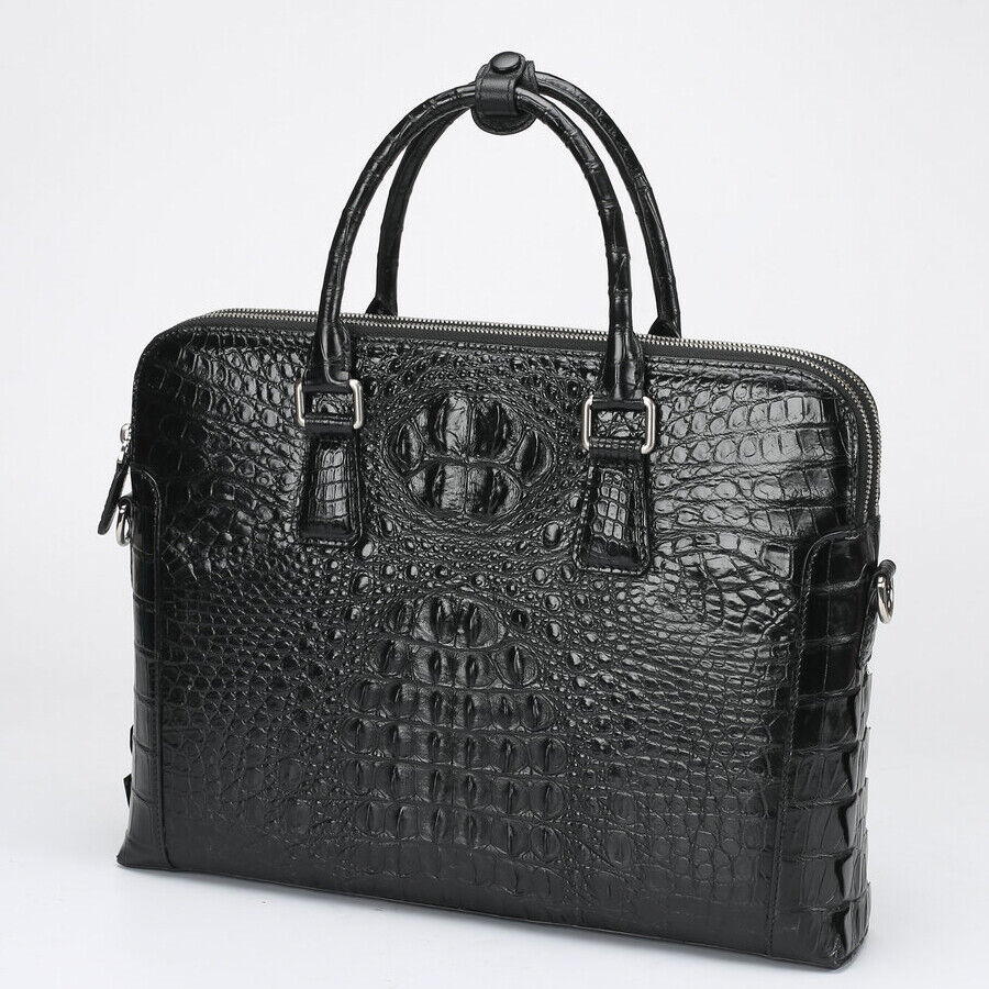 Handcrafted Siamese Alligator Skin Men's Luxury Business Briefcase Handbag