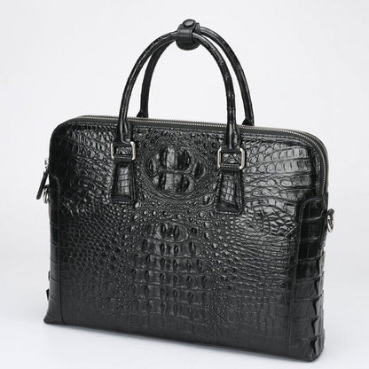 Handcrafted Siamese Alligator Skin Men's Luxury Business Briefcase Handbag