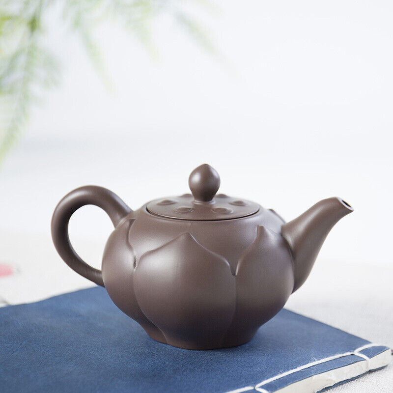 Real Yixing Zisha Tea Pot Lotus Design Purple Grit Pot Of Tea China Pot 200ml
