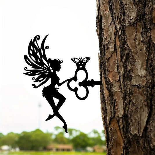 Metal Crafts Fairy Silhouette Art Statue Entrance Backyard Wall Decoration