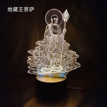 LED Night Light USB Buddha Lamp Shurangama Mantra Heart Sutra Attract Wealth