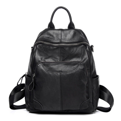 Soft Top Cow Leather Backpack, Women's Leather Travel Bag Crossbody Shoulder Bag