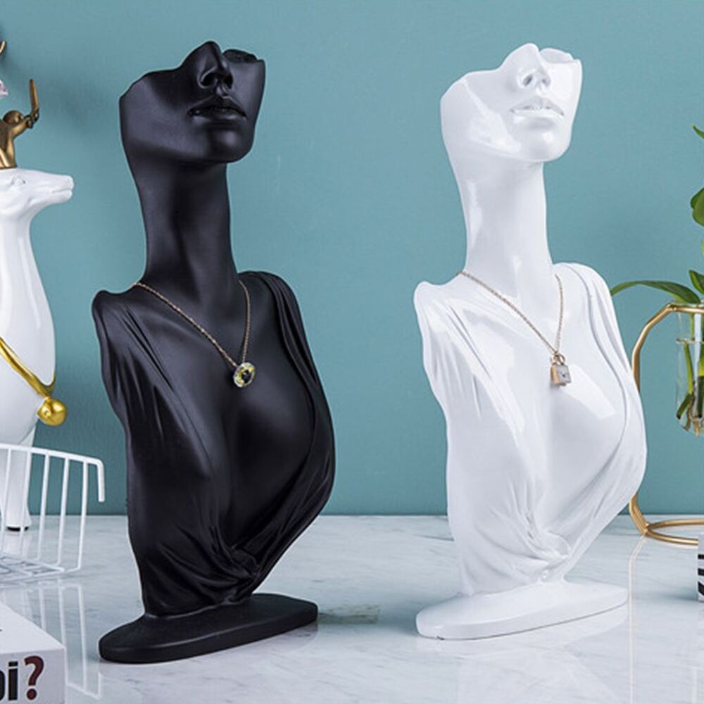 Jewelry Display Necklace Holders Resin Mannequin Organizer Bust Stands 20x7x32cm