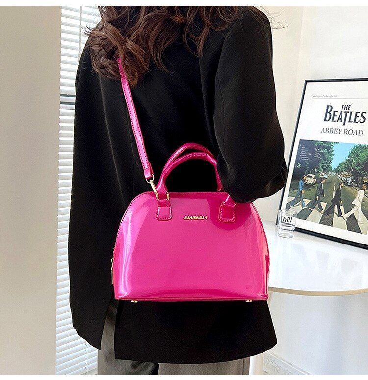 Synthetic Leather Large Shell Handle Purse Handbags Crossbody Pouch Handbag Zipp