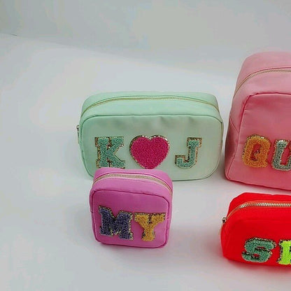 Waterproof Nylon Bag Cosmetic Bag Solid Color Makeup Bag Travel Beauty Organizer