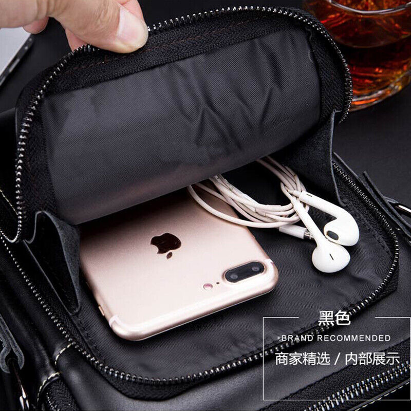 100% Genuine Leather Men's Crossbody Shoulder Bag 8" Handbag Business Cowhide