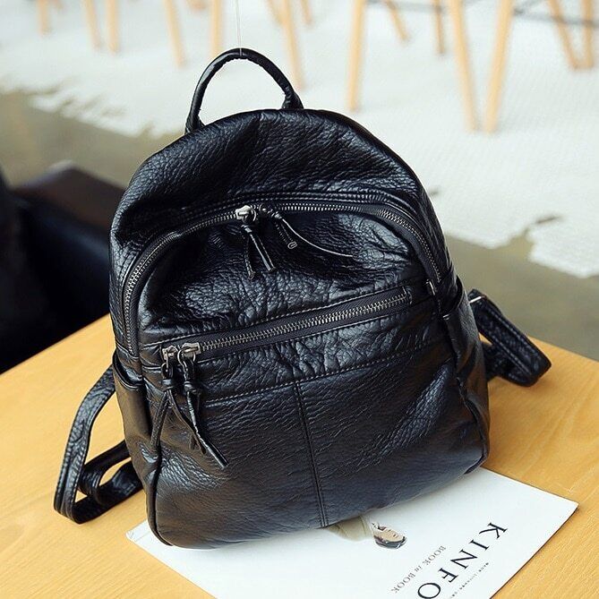 Pu Leather Women Backpack Student School Bag Travel Backpack Shoulder Bag