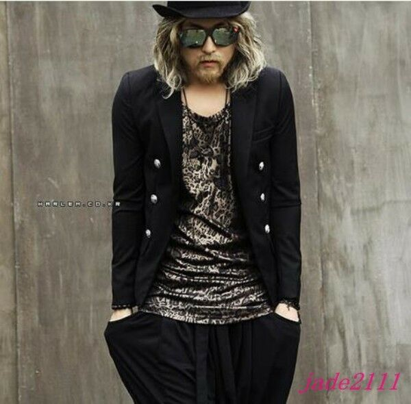 Punk Rock Mens Double-breasted Korean Blazer Suit Outwear Coat Party New Jacket