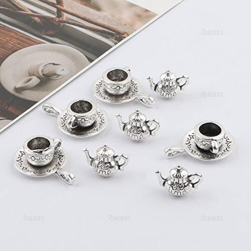 AUEAR, 40 Pack Teapot Tea Cup Charm Pendant Coffee Mug Charms for