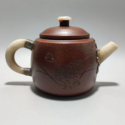 Vintage Chinese Yixing Purple Clay Teapot Zisha Ceremony Carving Collectible Art