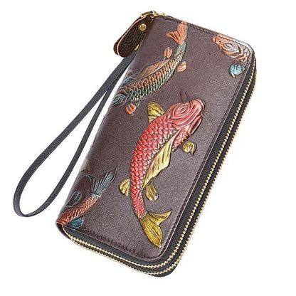 Double Zipper Leather Wallets Purse RFID Large Clutch Money Bags 10*2.5*19.2 CM