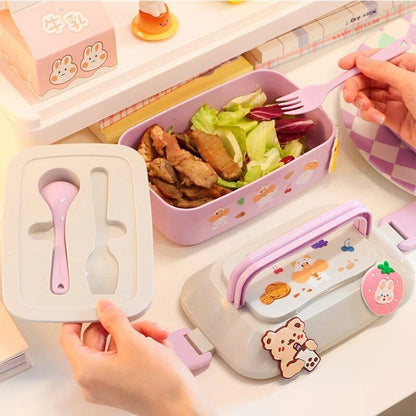 Lunch Box Kid Girls School Plastic Picnic Bento Microwave Food Container 19x13cm