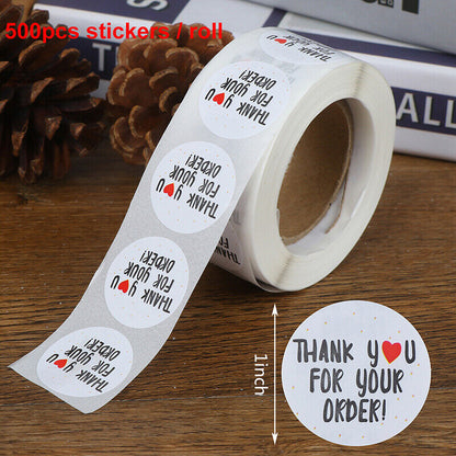 500pcs/roll round thank you for your order sealing stickers gifts bag labelR-ca