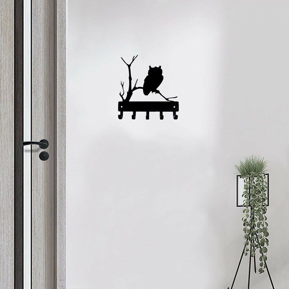 Owl Bird Key Rack Hanger Wall Mounted Hook UpMetal Wall Art Home Accessories