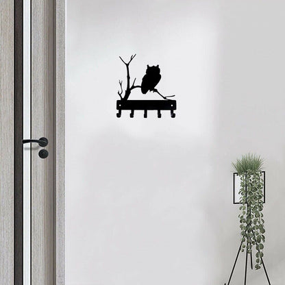 Owl Bird Key Rack Hanger Wall Mounted Hook UpMetal Wall Art Home Accessories