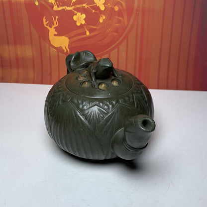 Vintage Chinese Yixing Purple Clay Teapot Zisha Ceramic Frog Lotus Teaware