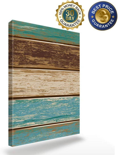 Rustic Canvas Wall Art Retro Barn Wooden Framed Home Office Decoration Gift