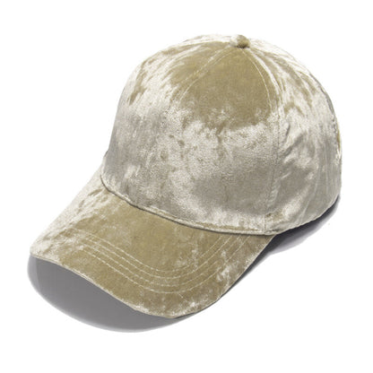 Lady Men Velvet Baseball Cap Solid Velour Sun Hat Adjustable Casual Outdoor Chic