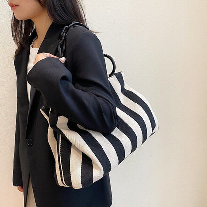 Women Handbag Thick Chain Shoulder Bags Female Shopping Bag Canvas Totes