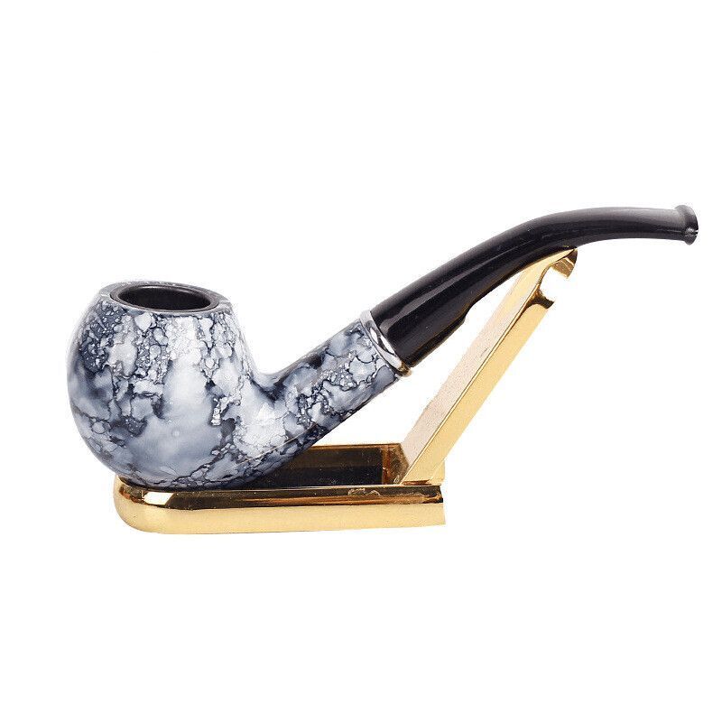 Tobacco Pipes Retro Acrylic Durable Resin Smoking Cigar Tools Bent Type Gift Box
