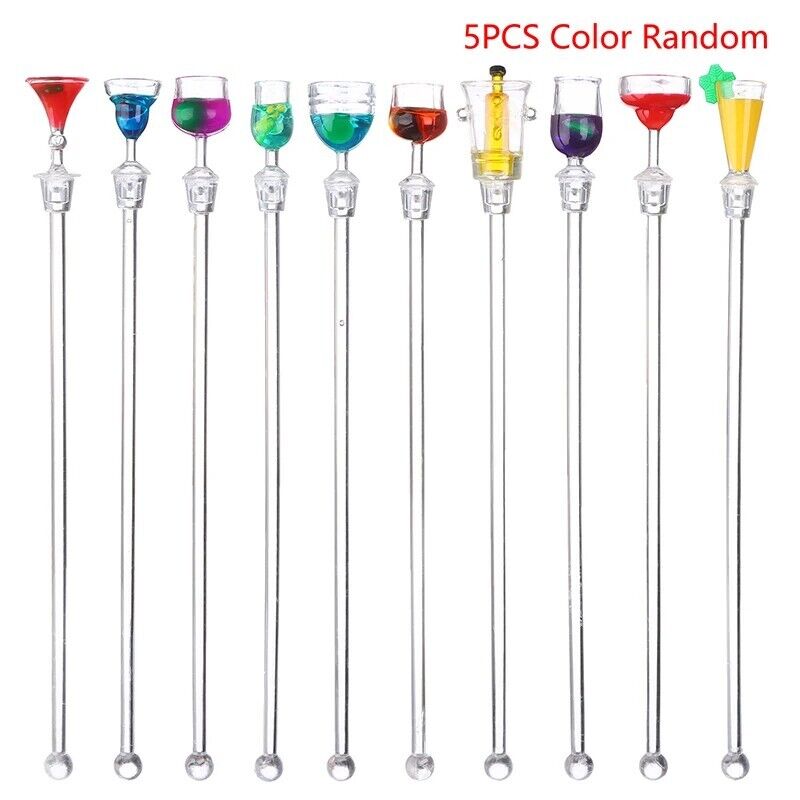 Cocktail Stirrer 5Pcs Acrylic Coffee Mixer Beverage Stick Blender Bar Tools 23cm