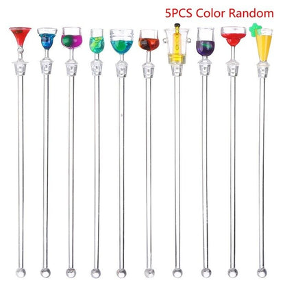 Cocktail Stirrer 5Pcs Acrylic Coffee Mixer Beverage Stick Blender Bar Tools 23cm