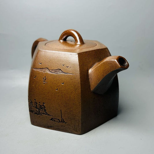 Chinese Yixing Purple Clay Teapot Zisha Handmade Household Teaware Collectible
