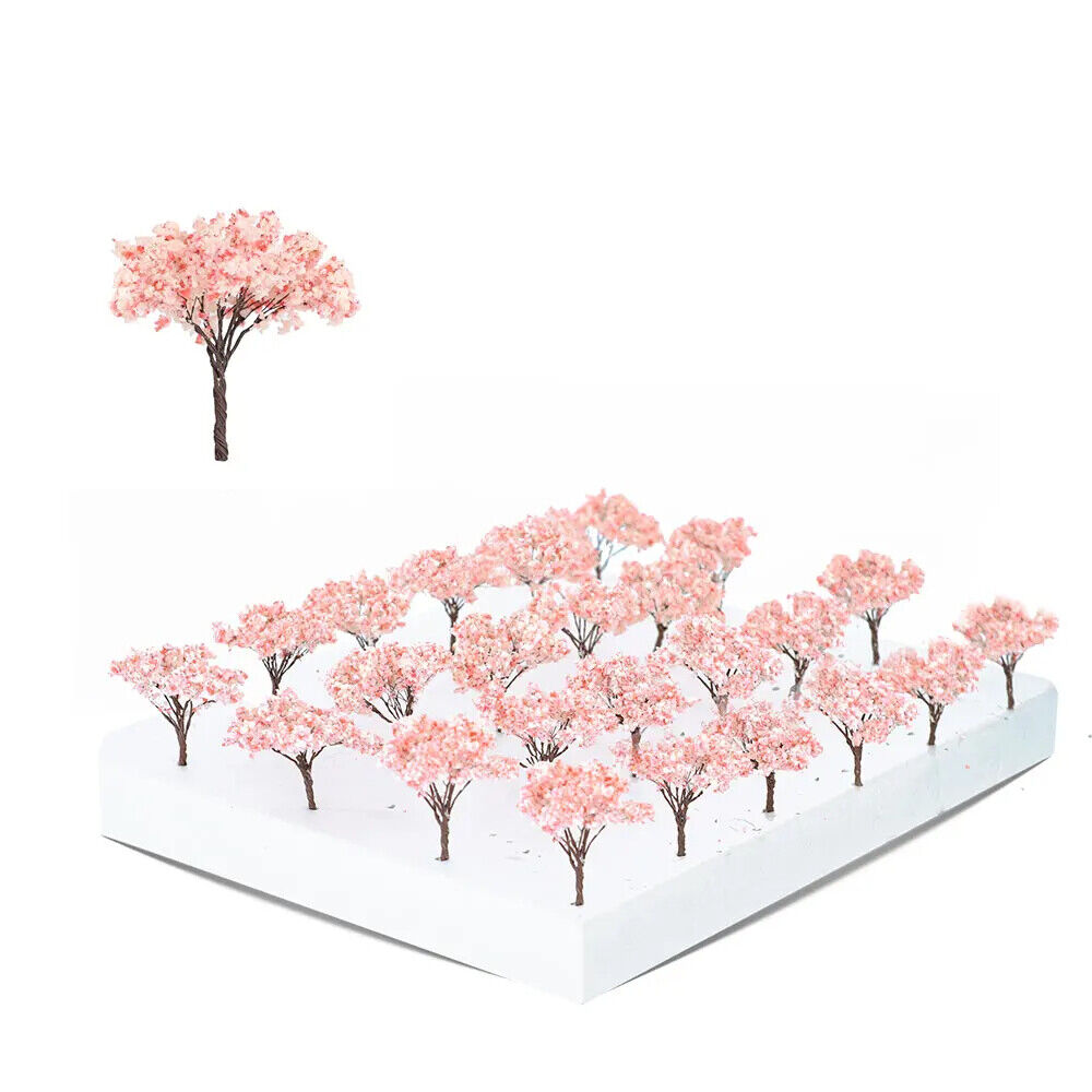 Miniature Cherry Flower Trees Model 65mm Plant Diorama Sand Table Layout 5-10Pcs
