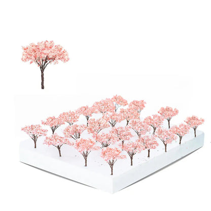 Miniature Cherry Flower Trees Model 65mm Plant Diorama Sand Table Layout 5-10Pcs