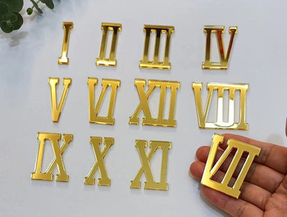 Numerics Unfinished Acrylic Cutout 12Pcs Wooden Roman Numerals Clock Craft Decor