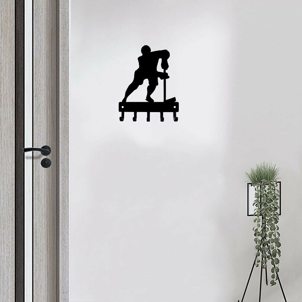 Hockey Defense Sport Key Hooks Holder Wall Mounted Hook Up Wall Art Home Decor