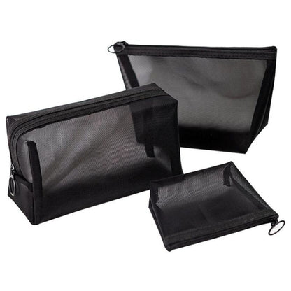 Black Cosmetic Bag Transparent Traveling Organizer Fashion Toiletry Makeup Pouch
