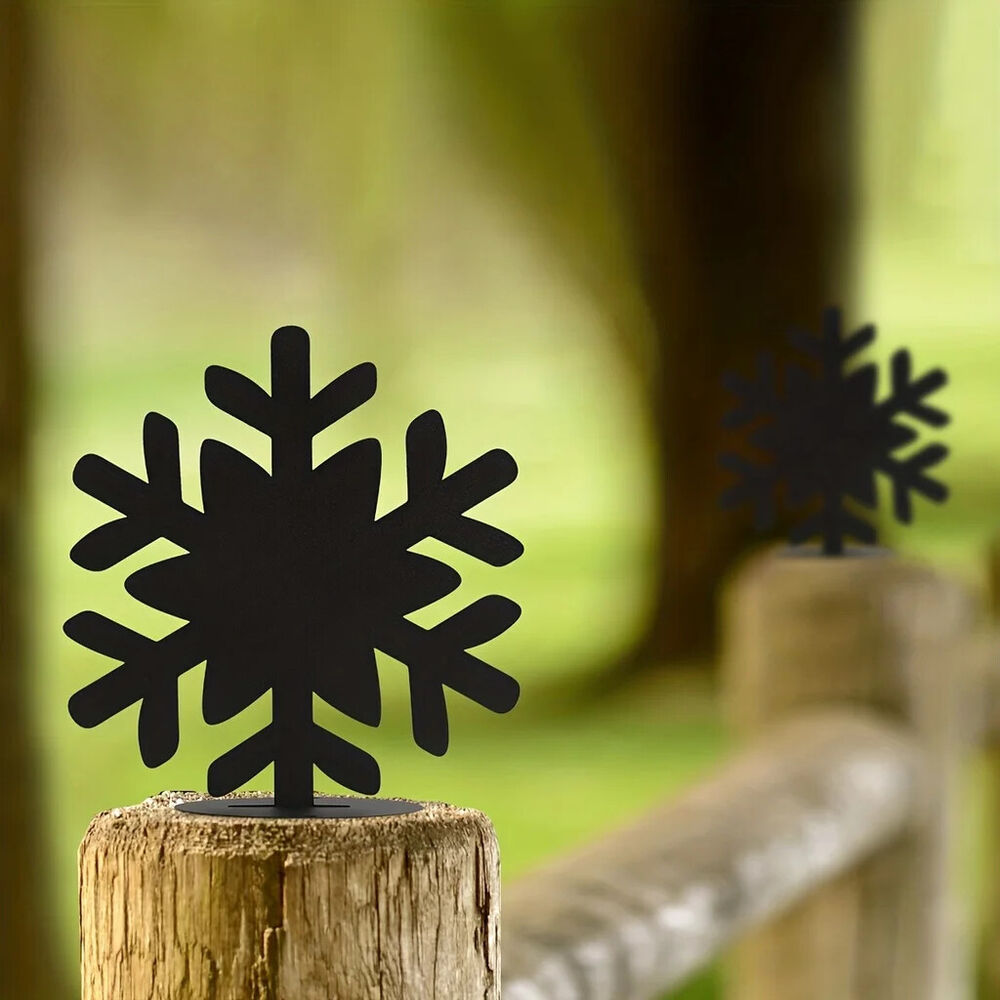 Snowflake Metal Silhouette Garden Stake Christmas Decor, Fence, Lawn, Garden