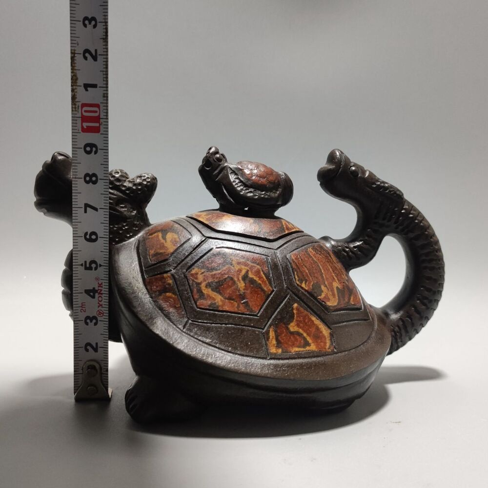 Chinese Yixing Purple Clay Teapot Zisha Ceramic Carving Dragon Turtle Teaware
