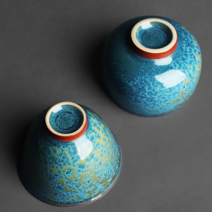 Novelty Ceramic Tea Cup Blue Ceramic Kung Fu Tea Cup