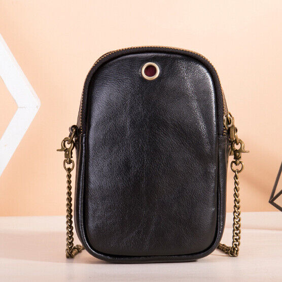 Designer Real Leather Sling Shoulder Bag mobile phone Bag, Double Zipper Bags