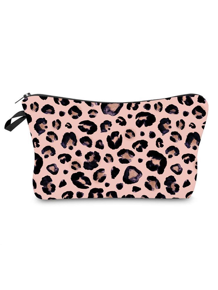 Leopard Printed Cosmetics Organizer Bag Storage Waterproof Makeup Purse Travel