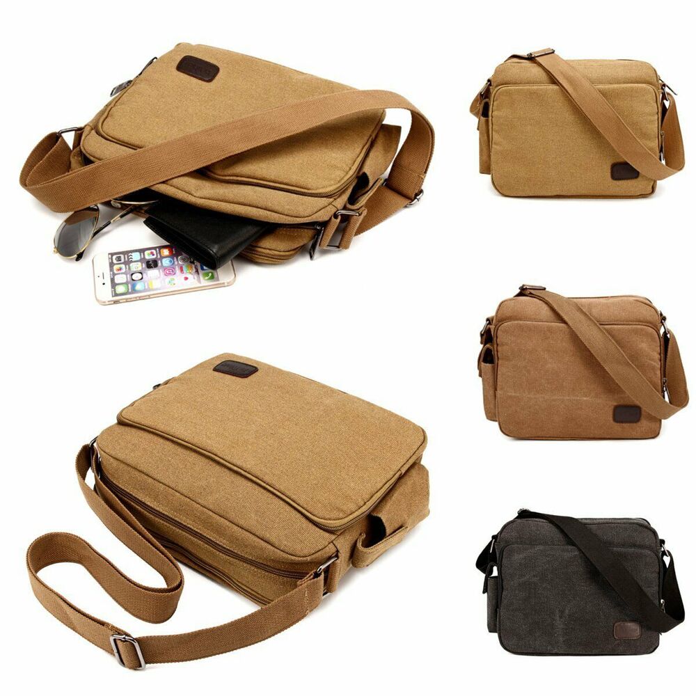 Vintage Military Men Canvas Crossbody Bag Casual Satchel Messenger Shoulder Bags