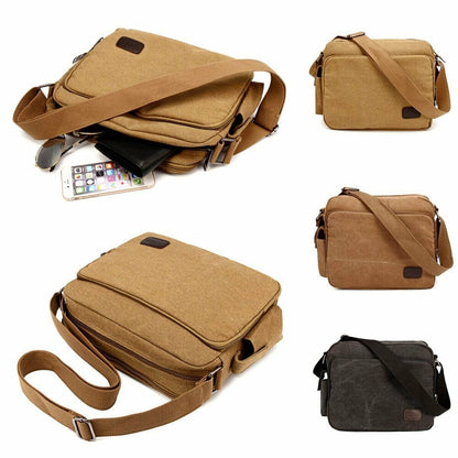 Vintage Military Men Canvas Crossbody Bag Casual Satchel Messenger Shoulder Bags